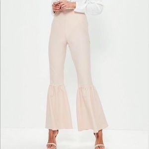Nude knee flare tapered trousers